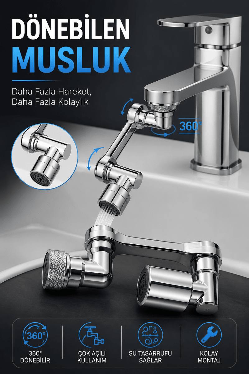 Dönebilen Musluk Özel Su Akış Tasarımı