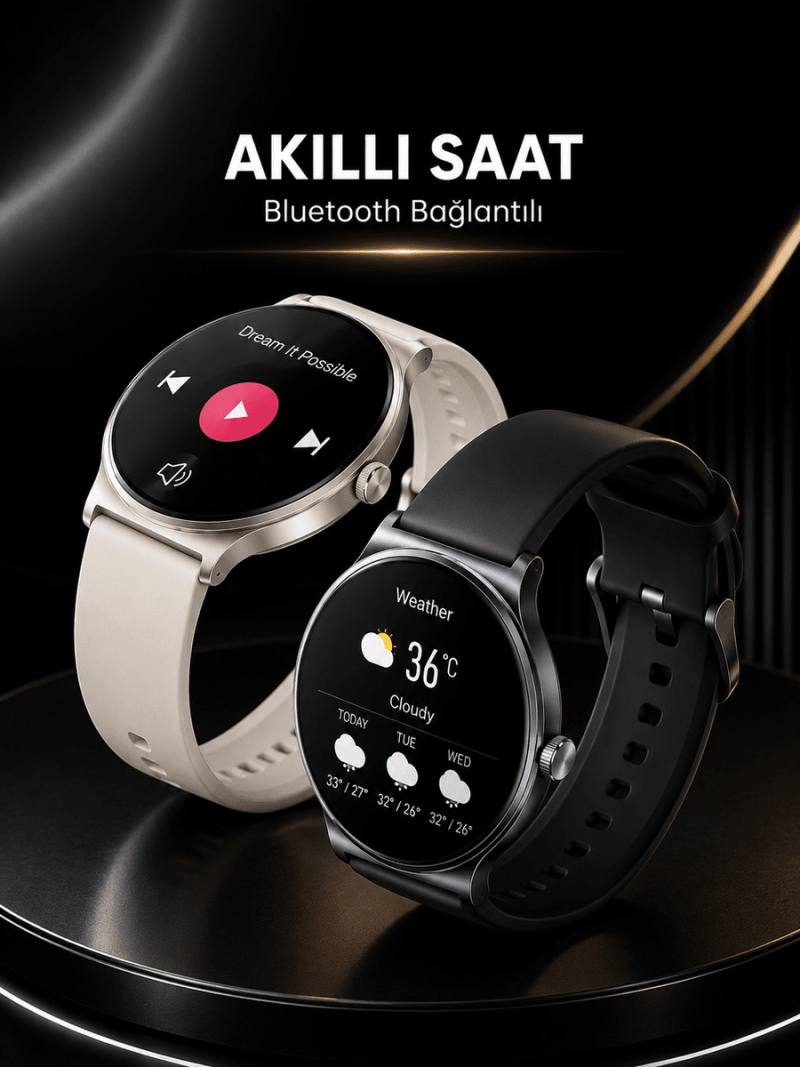 Akıllı Saat Sesli Görüşme Bluetooth Bağlantılı 3 Kordonlu