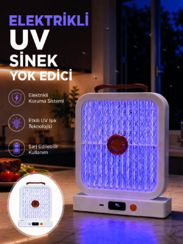 Elektrikli Sinek Öldürücü UV Işıklı Masaüstü Cihaz Beyaz Renk