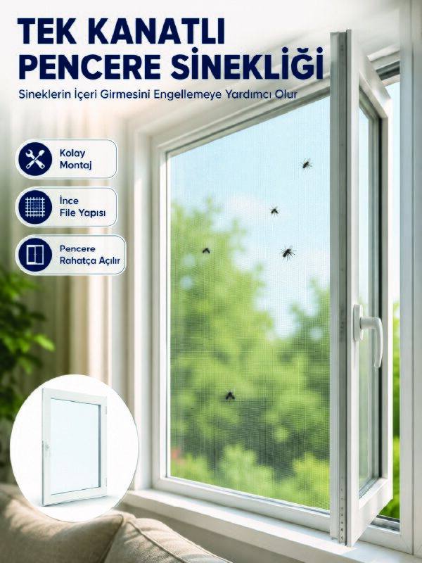Kesilebilir Pencere Sinekliği Cırt Bantlı Sinek Koruma Filesi