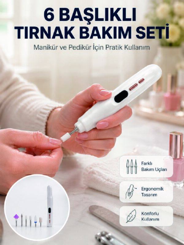 Kurutma Özellikli Manikür Pedikür Cihazı Şarj Edilebilir