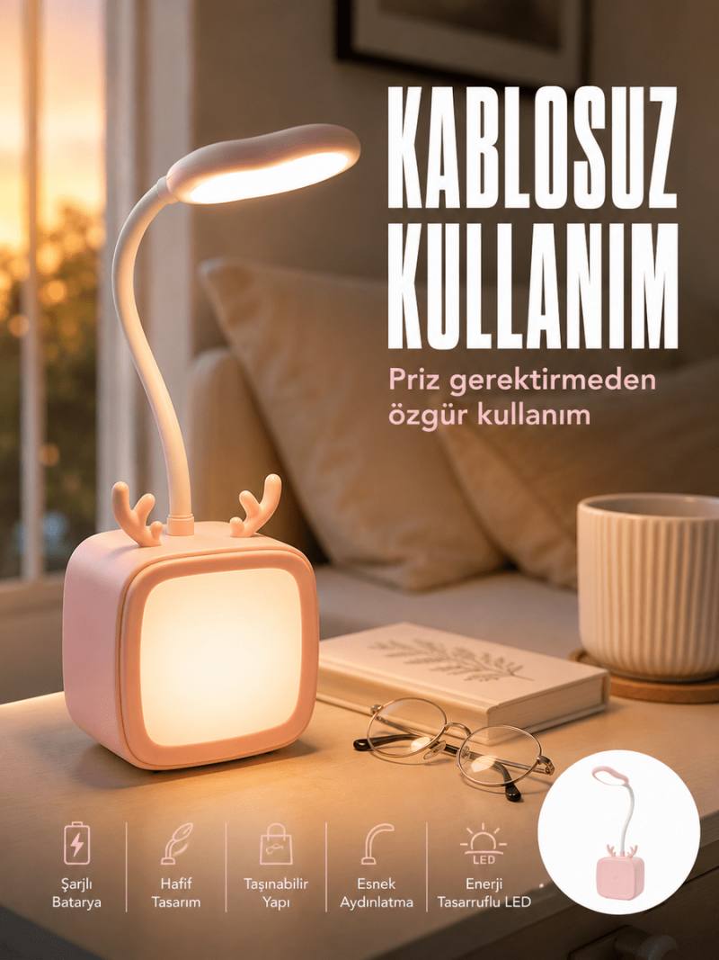 Ayarlanabilir LED Masa Lambası Şarjlı Modern Aydınlatma