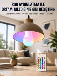 Ambiyans Aydınlatma RGB Led Lamba Kumandalı Renk Değiştirebilen