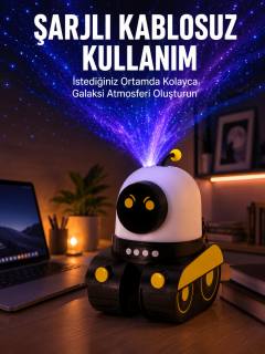 Robot Tasarımlı Bluetooth Hoparlörlü Yıldızlı Gökyüzü Projektör Yeni Nesil