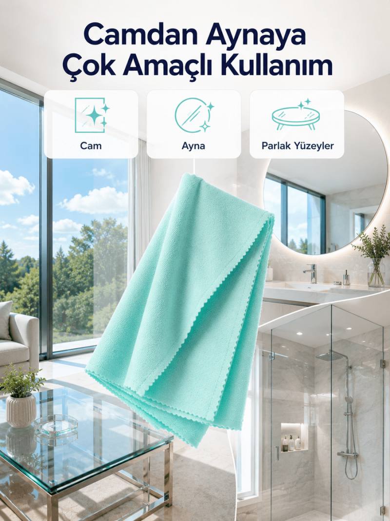 40x60 Mikrofiber Cam Temizlik Bezi İz ve Tüy Bırakmayan Profesyonel Cam Silme Bezi