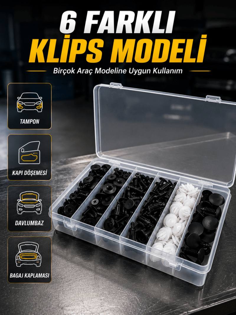 Otomotiv Plastik Klips Seti | Kaporta, Çamurluk, Davlumbaz ve İç Trim Klipsleri