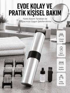 Yeni Nesil Profesyonel Şarjlı Saç Sakal Tıraş Makinesi Ayarlanabilir 4 Taraklı