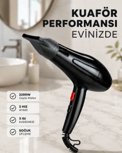 2200W Saç Kurutma Makinesi Soğuk ve Sıcak Üfleme Fonksiyonlu