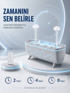 Uzaktan Kumandalı Aroma Difüzörü Sessiz Hava Nemlendirici Alev Efektli 2 4 8 Saat Zamanlayıcılı