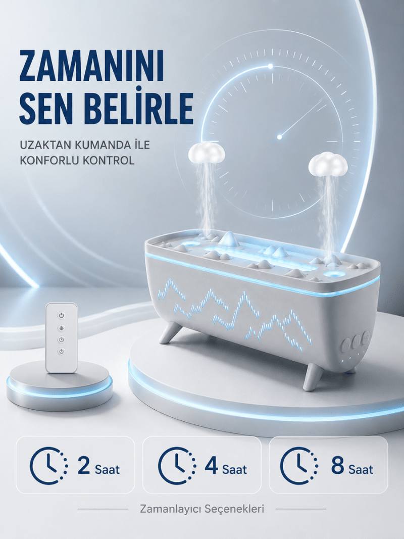 Uzaktan Kumandalı Aroma Difüzörü Sessiz Hava Nemlendirici Alev Efektli 2 4 8 Saat Zamanlayıcılı