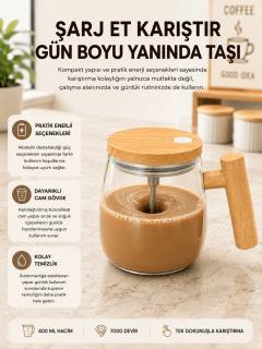 USB Şarjlı Akıllı Karıştırıcı Kupa IP6 Su Sızdırmaz Yeni Nesil