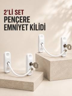 2’li Set Pencere Güvenlik Kilidi Anahtarlı Kablolu Çocuk Emniyet Kilidi Beyaz