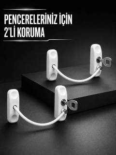 Beyaz Kablolu Pencere Kilidi 2 Adet Çocuk Koruma ve Pencere Emniyet Aparatı