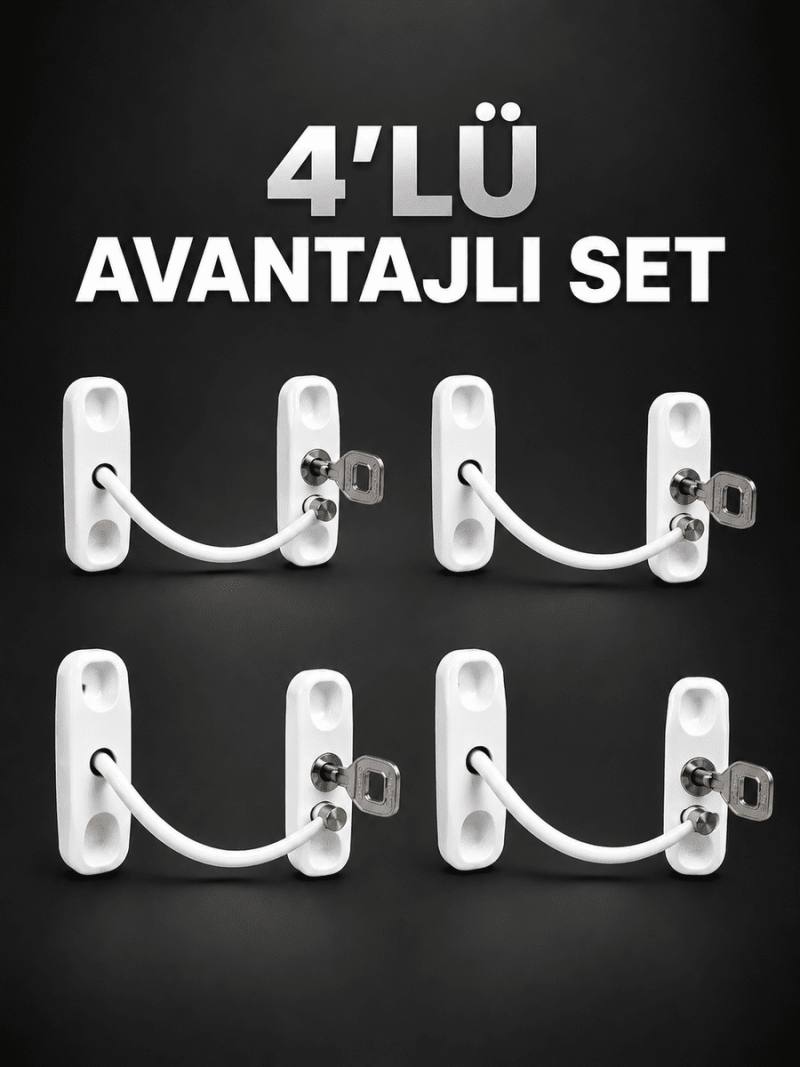 Pencere Güvenlik Kilidi Anahtarlı Çocuk Emniyet Kilidi 4’lü Set