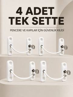 Anahtarlı Pencere Emniyet Kilidi 4 Adet Güvenlik Seti