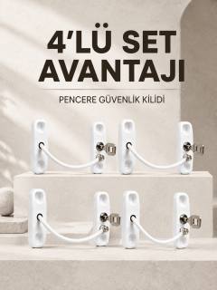 Çocuk Güvenliği İçin Pencere Kilidi Anahtarlı 4’lü Paket