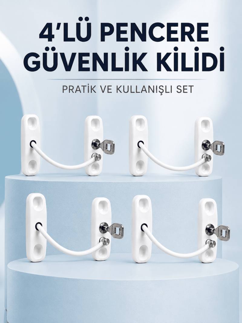 Pencere ve Kapılar İçin Anahtarlı Güvenlik Kilidi 4’lü Set