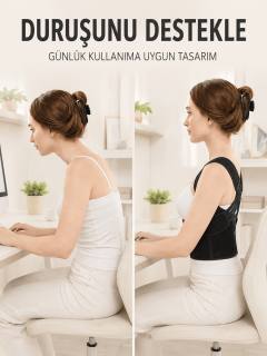 Dik Duruş ve Postür Korsesi Ayarlanabilir Çapraz Lastikli Sırt Bel Desteği