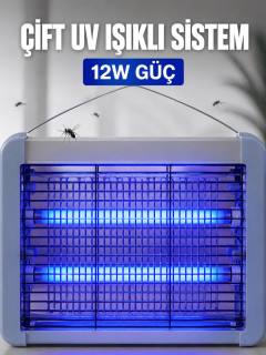 Elektrikli Sinek ve Sivrisinek Öldürücü 12W Çift UV Işıklı Böcek Lambası