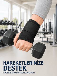 Başparmak Geçişli El Bilek Desteği Ayarlanabilir Cırtlı Bileklik Bandajı Siyah