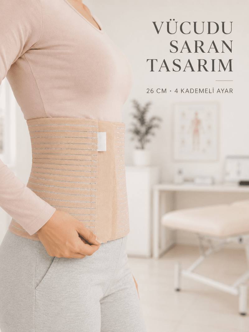 Doğum Sonrası Abdominal Korse 26 cm 4 Kademe Ayarlı Karın Toparlayıcı Korse