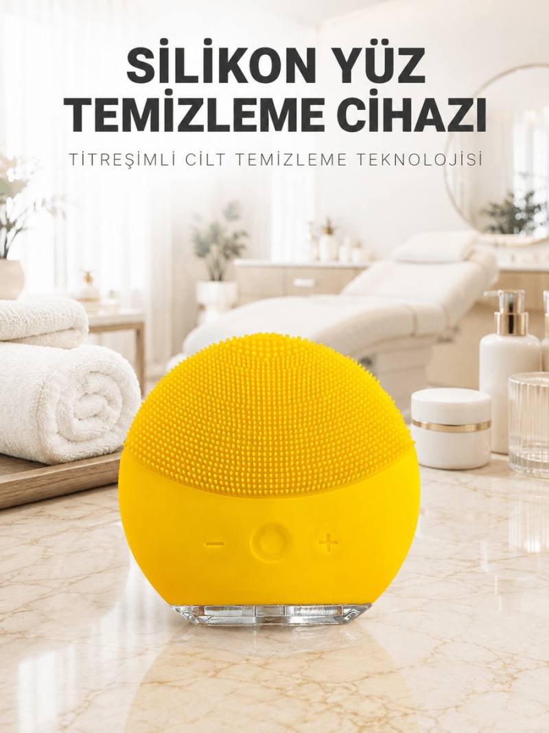 Elektrikli Silikon Yüz Temizleme Fırçası Şarjlı Ayarlanabilir Titreşimli Cilt Bakımı