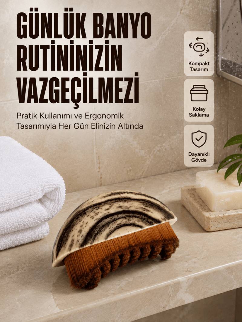 Masaj Fırçası Vücut Temizleme Fırçası Ahşap Desenli Yumuşak Kıllı Banyo Fırçası
