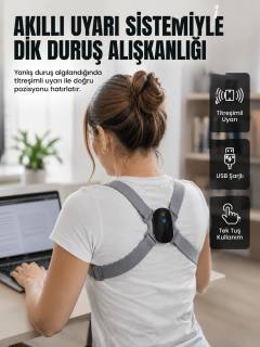 Akıllı Dik Duruş Düzeltici Titreşim Uyarılı Şarjlı Destek Cihazı