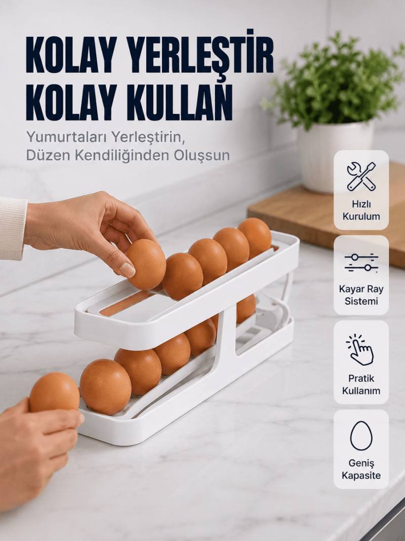 Yumurta Düzenleyici Organizer Buzdolabı İçin Yer Tasarruflu Saklama Rafı
