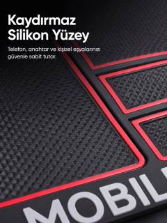Çok Bölmeli Araç İçi Organizer Mat Kaydırmaz Silikon Telefon Tutuculu Tasarım