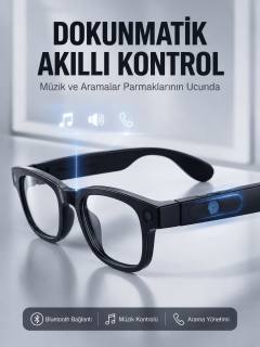 Siyah Akıllı Kamera Gözlüğü 8 MP Fotoğraf Video Çekimli AI Görüntü Tanıma Çoklu Dil Çeviri Bluetooth Wi-Fi Özellikli