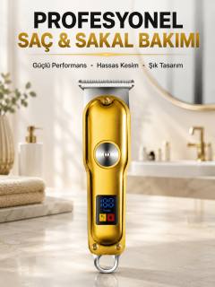 Profesyonel Tıraş Makinesi 120 Dakika Kullanım T Bıçaklı 3 Taraklı USB Şarjlı Saç Sakal Kesme Makinesi
