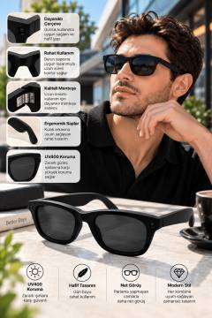 Kameralı Akıllı Güneş Gözlüğü Smart Glasses Siyah Şık Tasarım