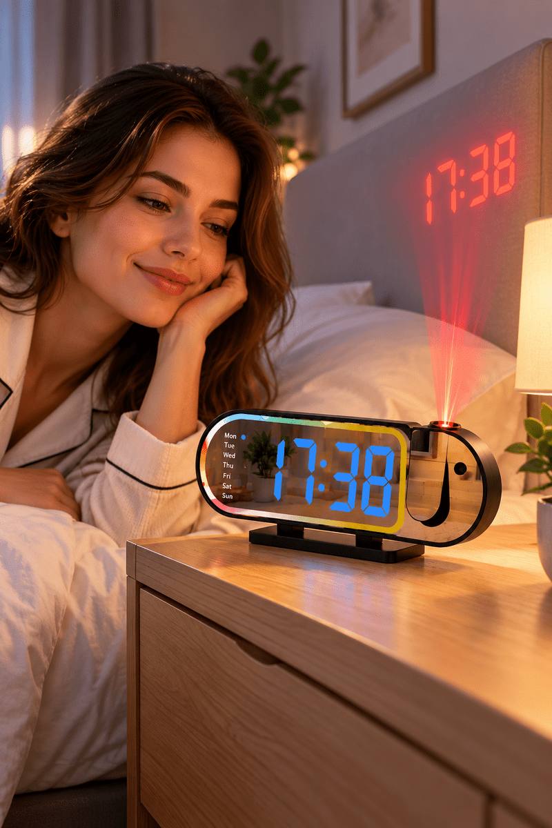 Dijital LED Masa Saati Masaüstü Alarm Saati Parlaklık Ayarlı Sıcaklık ve 12 24 Saat Göstergeli