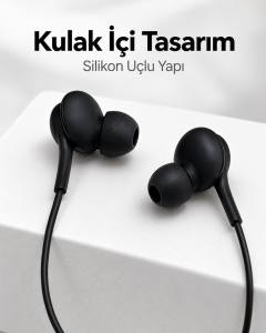 Siyah Tasarımlı Jak Girişli Kablolu Kulak İçi Kulaklık