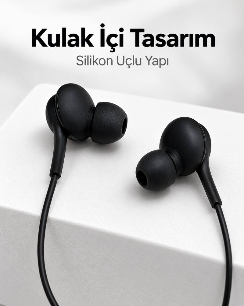 Siyah Tasarımlı Jak Girişli Kablolu Kulak İçi Kulaklık