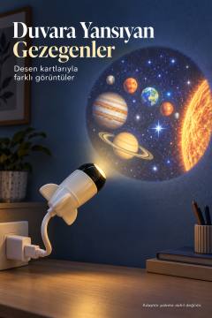 Desenli Projeksiyon Lambası Bilgisayar USB Girişinden Kullanımlı