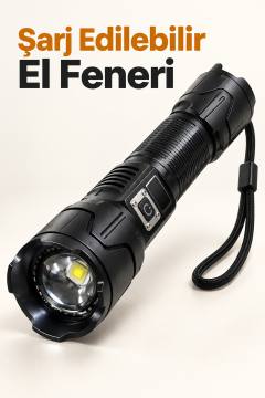 Şarj Edilebilir LED El Feneri Dijital Göstergeli Alüminyum Gövde