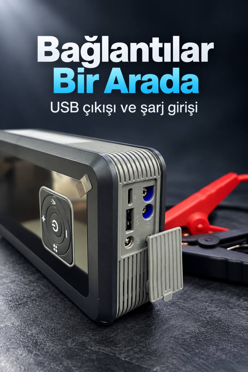 Dijital Ekranlı Hava Kompresörü ve Akü Takviye Seti