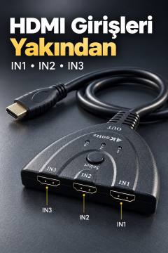 HDMI Kaynak Seçici Kablolu Çıkış ve Seçim Düğmesi