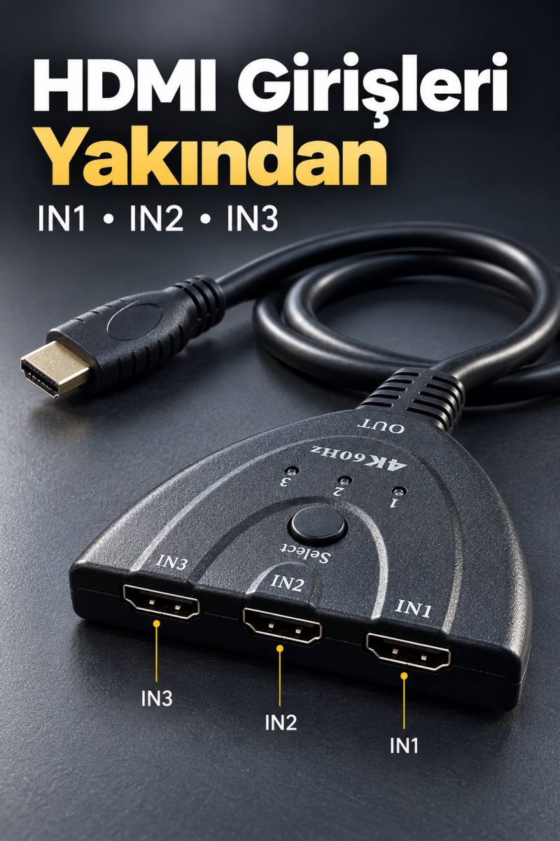 HDMI Kaynak Seçici Kablolu Çıkış ve Seçim Düğmesi