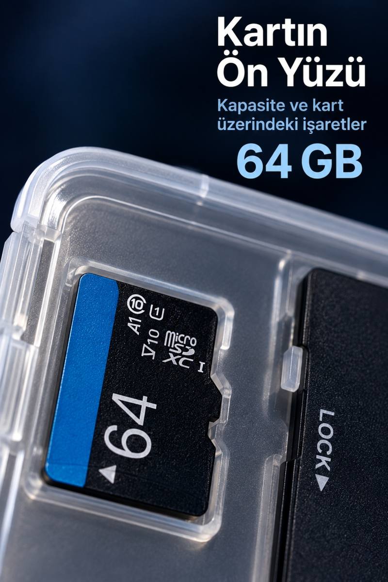 64 GB Bellek Kartı SD Adaptör ve Saklama Kutusu