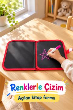 Çizim Kitabı Renkli Kalemler ve Siyah Kalem Tutuculu