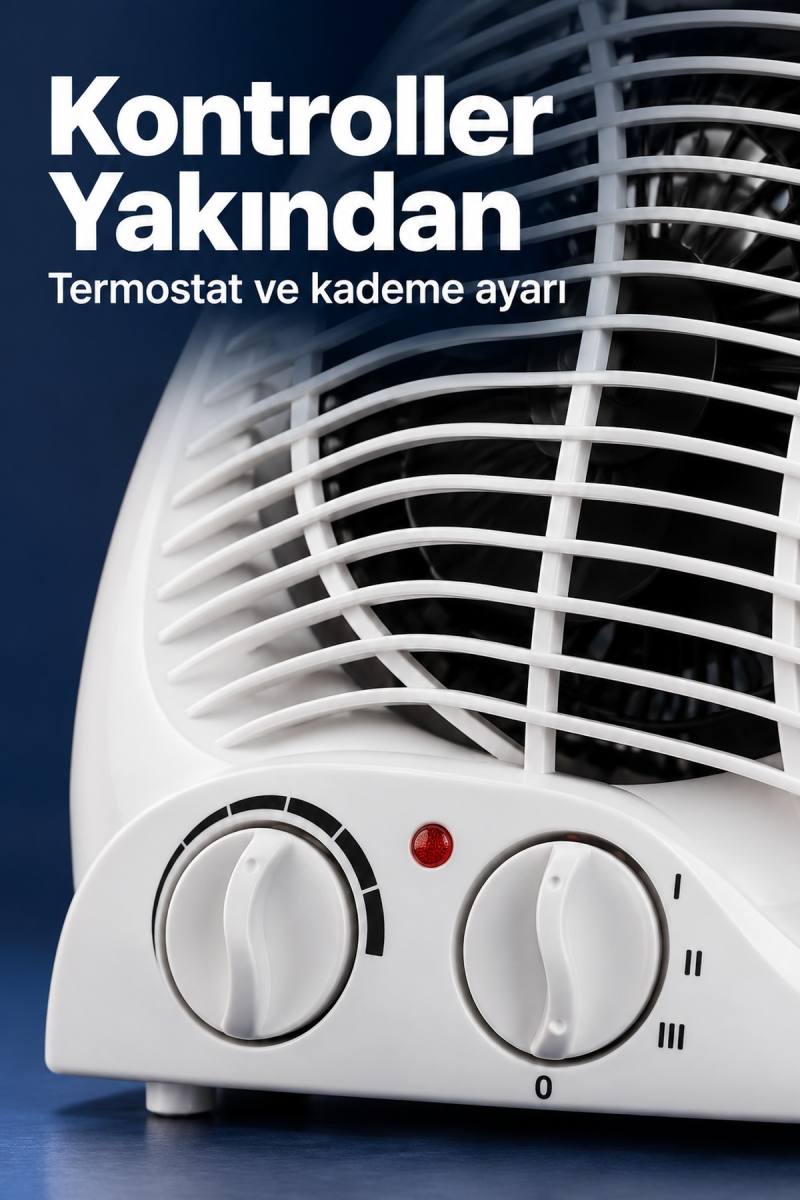 3 Kademe Ayarlı Termostatlı Beyaz Fanlı Isıtıcı