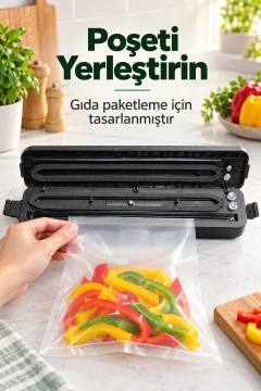 Vakumlu Paketleme Makinesi Basınç Tahliye Valfli Siyah