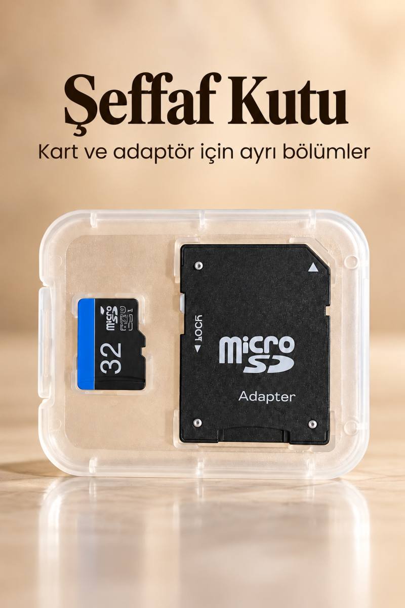 MicroSD Hafıza Kartı 32 GB SD Adaptör ve Şeffaf Kutulu