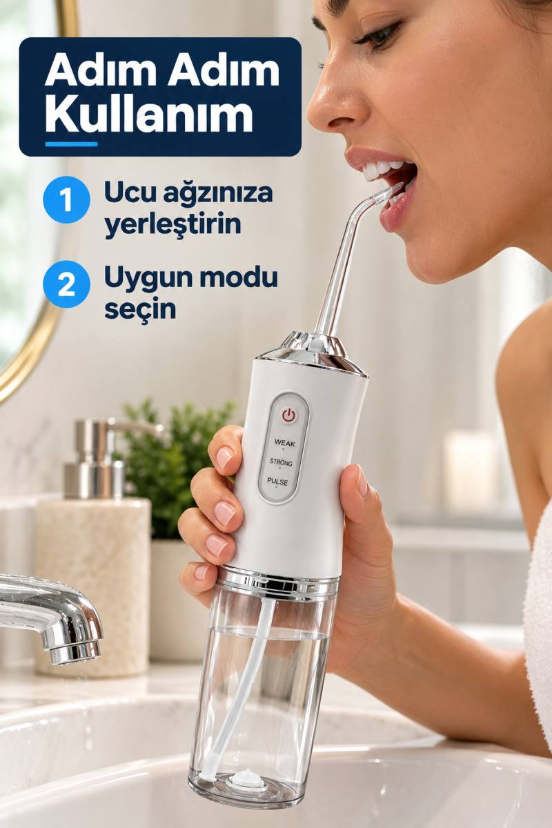 Ağız Duşu Zayıf Güçlü ve Darbeli Mod Seçenekli