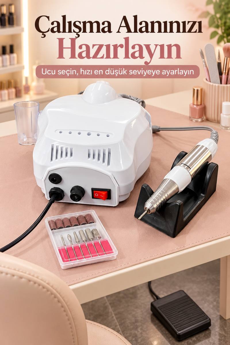 Tırnak Şekillendirme Cihazı Değiştirilebilir Uçlu Elektrikli Törpü Seti