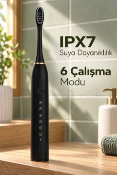 Siyah Elektrikli Diş Fırçası Zamanlayıcılı ve Hafızalı