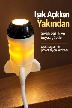 USB Projeksiyon Lambası Değiştirilebilir Desen Kartlı Roket Tasarımlı
